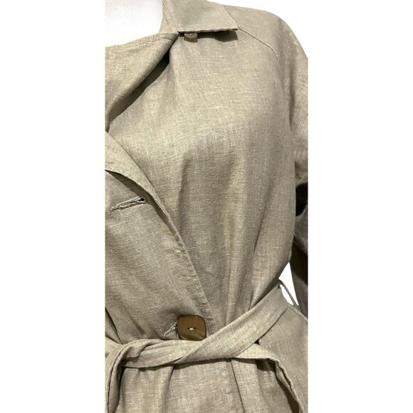 Maralyce Ferree Jacket Shacket Linen Cotton Beige Trench Belted Lagenlook XL - Picture 2 of 10